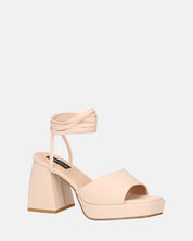 TOMI - sandali beige con lacci e tacco squadrato