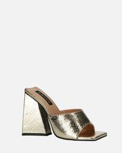 BUKET - sandali con tacco in oro pitonato