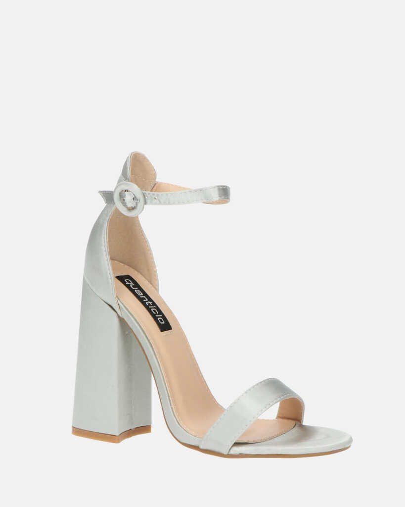 SELENE - sandalo con tacco in satin argento