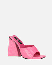 BUKET - sandali con tacco in rosa coccodrillo