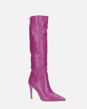 LOLY - stivale con tacco in coccodrillo viola