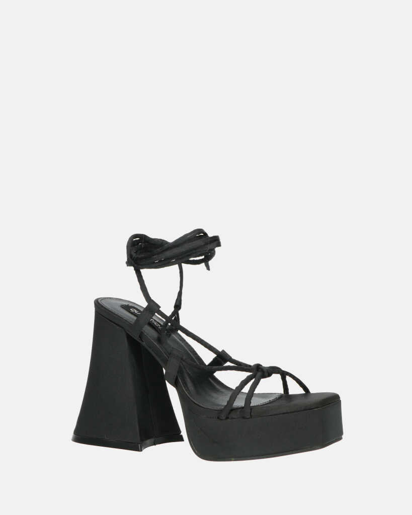 LORINA - sandali con tacco e platform in lycra nero
