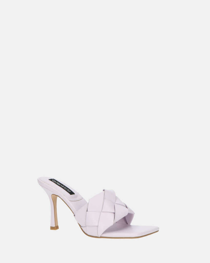 ENRICA - sandale en cuir tressé violet avec talon