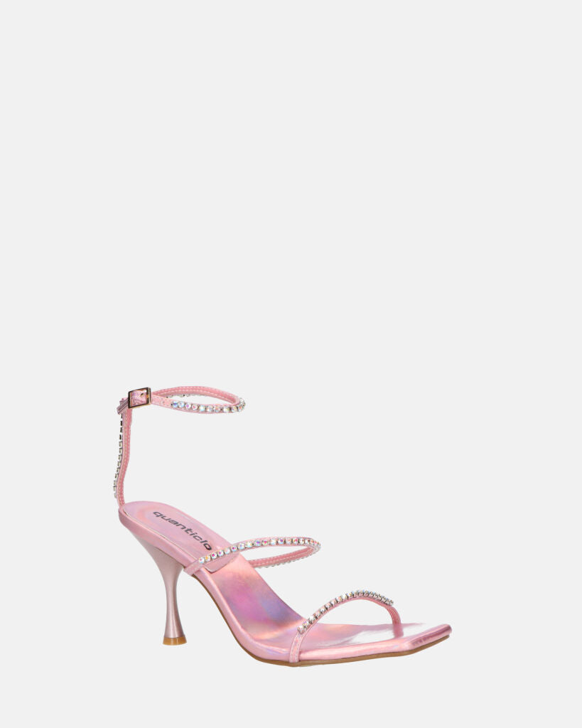 RAHA - sandali in glassy rosa con gemme
