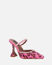 PERAL - scarpa con tacco in leopardato rosa con gemme