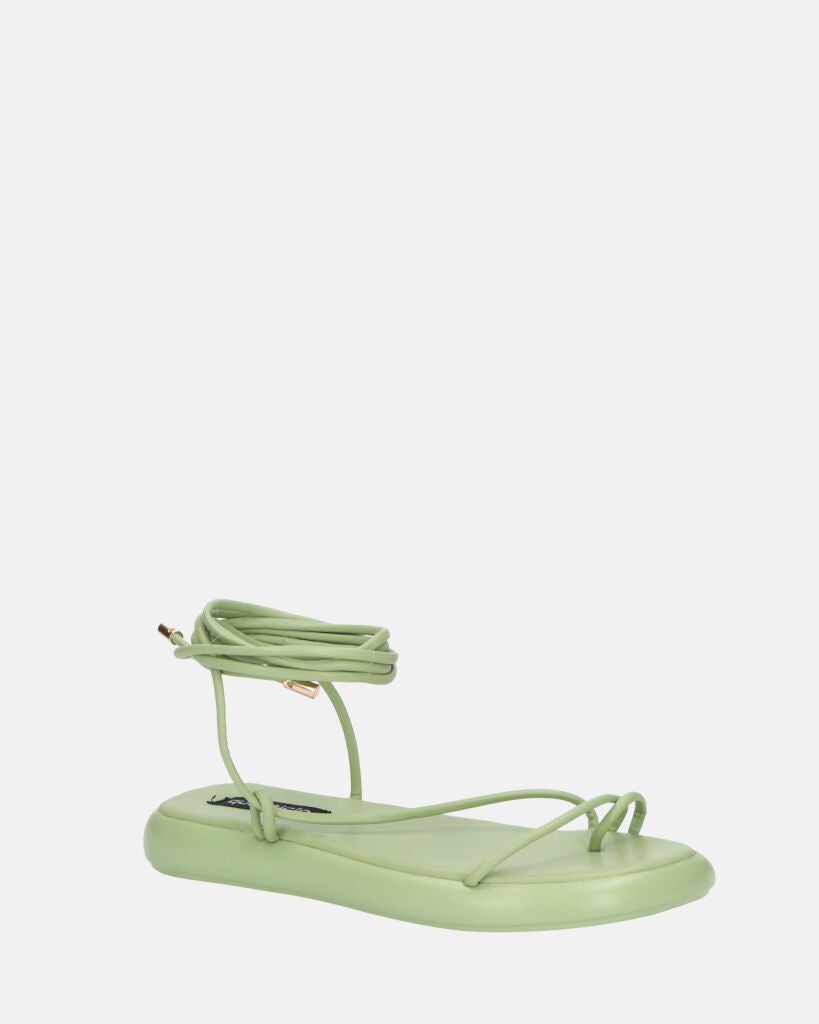 LACEY - sandali infradito bassi verdi con lacci
