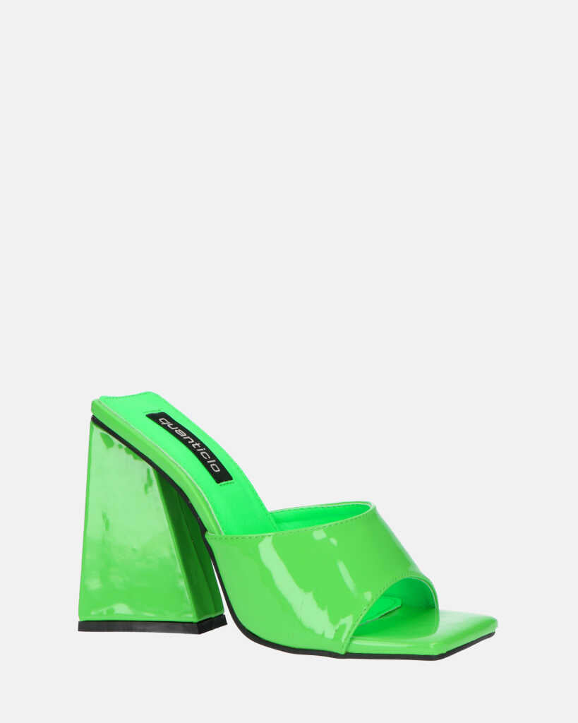 KAMELYA - scarpe con tacco squadrato in glassy verde