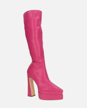 NIKITA - stivali alti in fuchsia PU con platform a punta