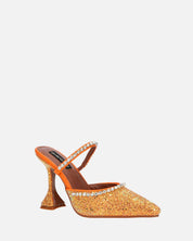 PERAL - scarpa con tacco in glitter arancio con gemme