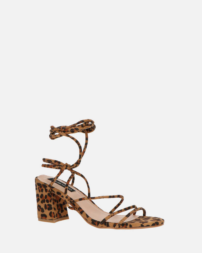TALIA - sandali con tacco in camoscio leopardato