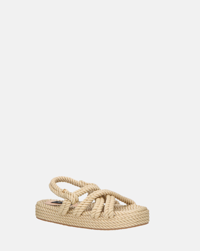 MARIYA - sandales en corde tressée beige