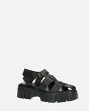 MACKENZIE - sandali platform con cinturini in ecopelle nera