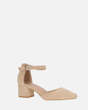 GINNY - sandalo in camoscio beige con tacco
