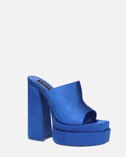 PHILOMENA - sandali platform con tacco alto in lycra blu