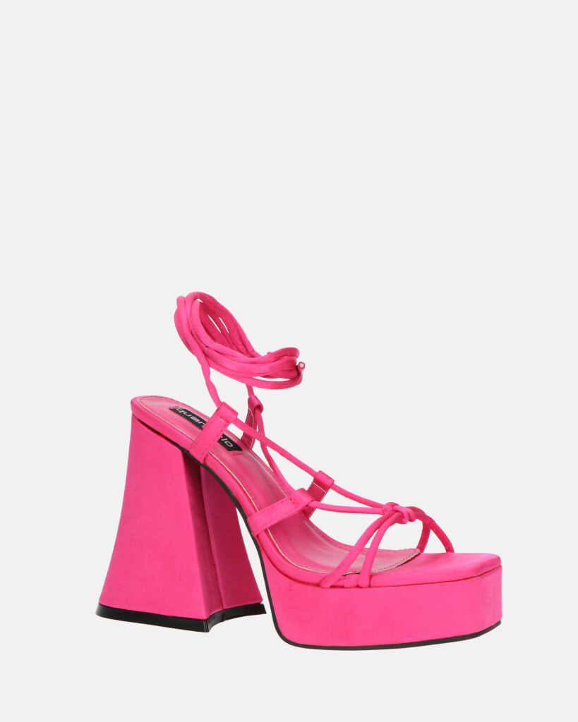 LORINA - sandali con tacco e platform in lycra rosa