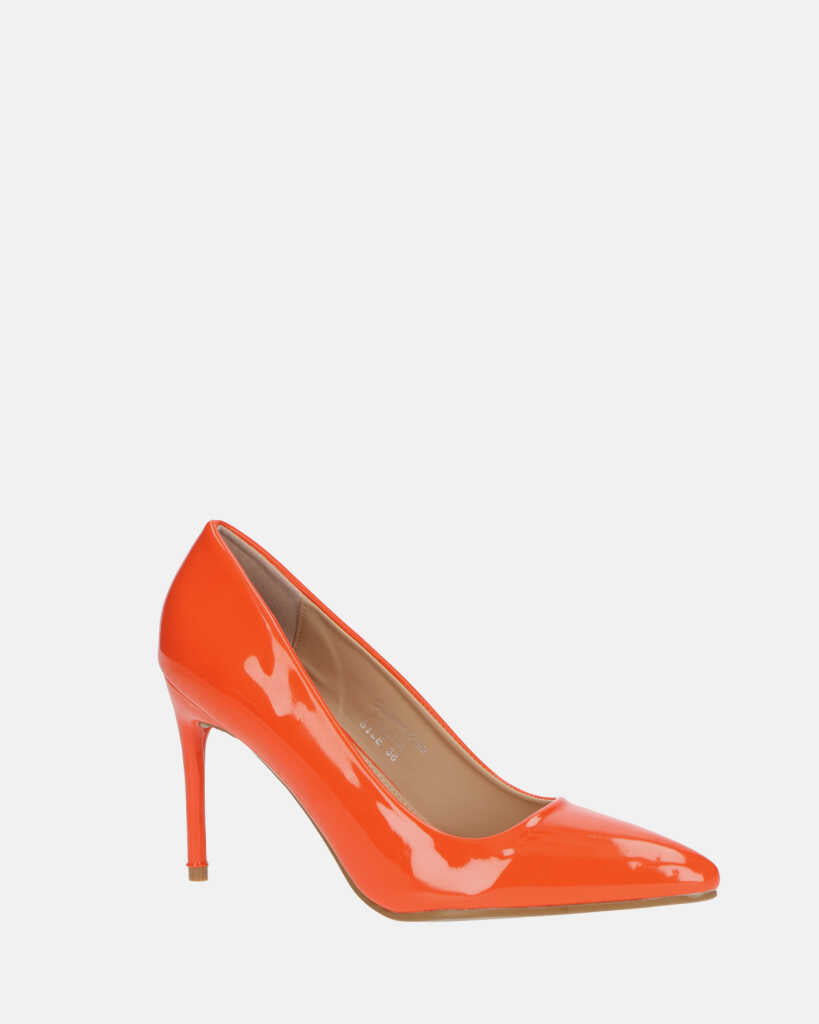 PORSHA - decolette in glassy arancione con tacco a spillo