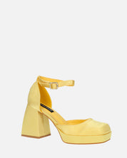 VIDA - scarpe con tacco squadrato in satin giallo