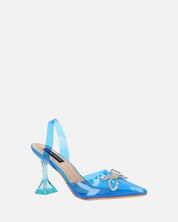 CONSUELO - tacchi in perspex blu con decorazioni in punta