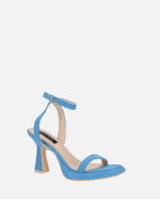 INDIA - sandali con tacco in camoscio azzurro con suola beige