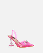 CONSUELO - tacchi in perspex fucsia con decorazioni in punta