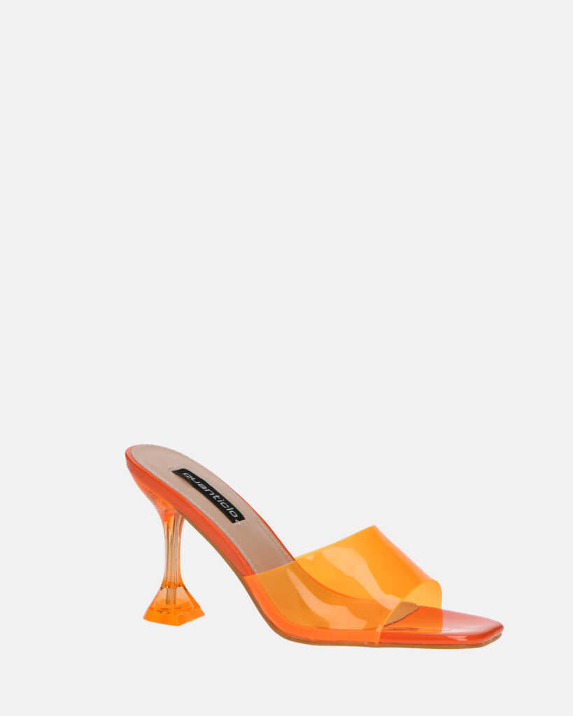 FIAMMA - sandalo con tacco in perspex arancio con suola in PU