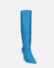 LOLY - stivale con tacco in coccodrillo blu