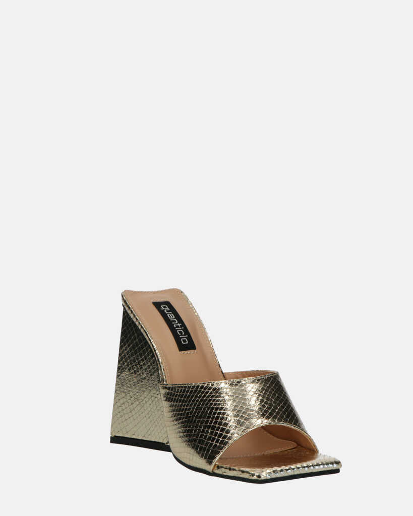 BUKET - sandali con tacco in oro pitonato