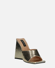 BUKET - sandali con tacco in oro pitonato