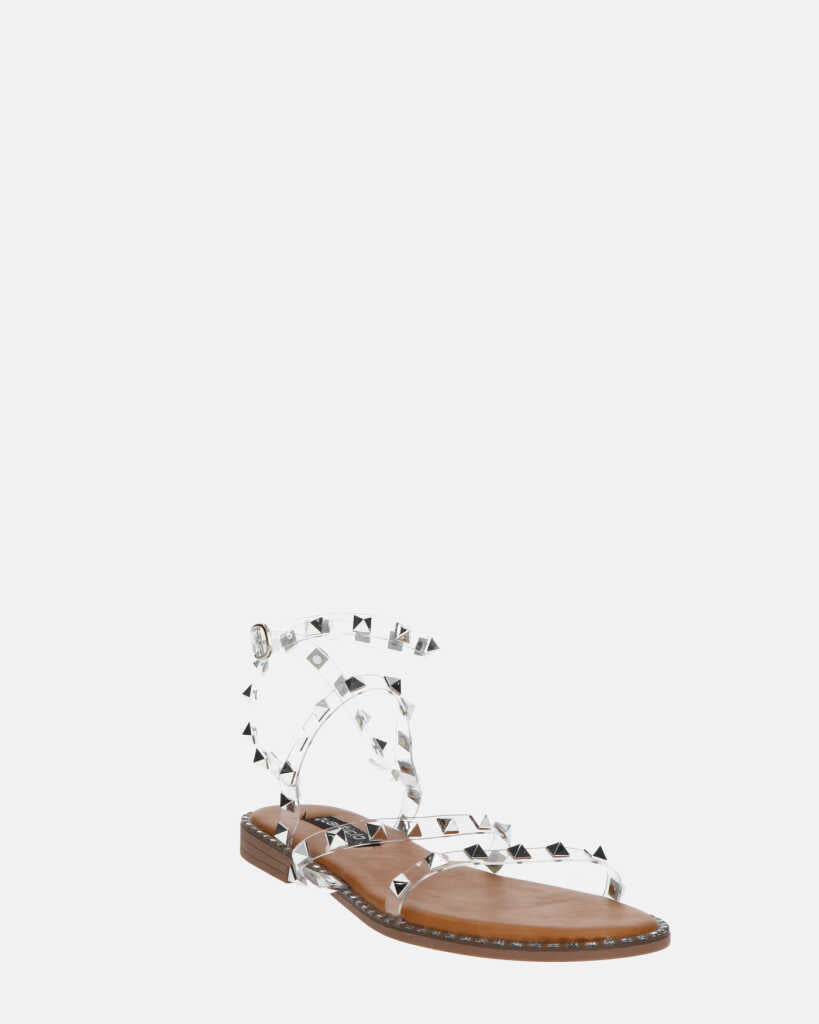 RAJA - sandali con borchie con perspex trasparente e suola beige