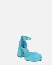 VIDA - scarpe con tacco squadrato in satin blu