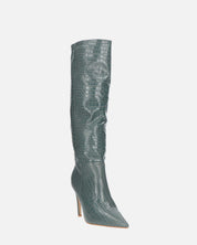 LOLY - stivale con tacco in coccodrillo grigio