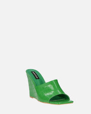 MARGHERITA - sandali con zeppa in glassy verde a trama coccodrillo