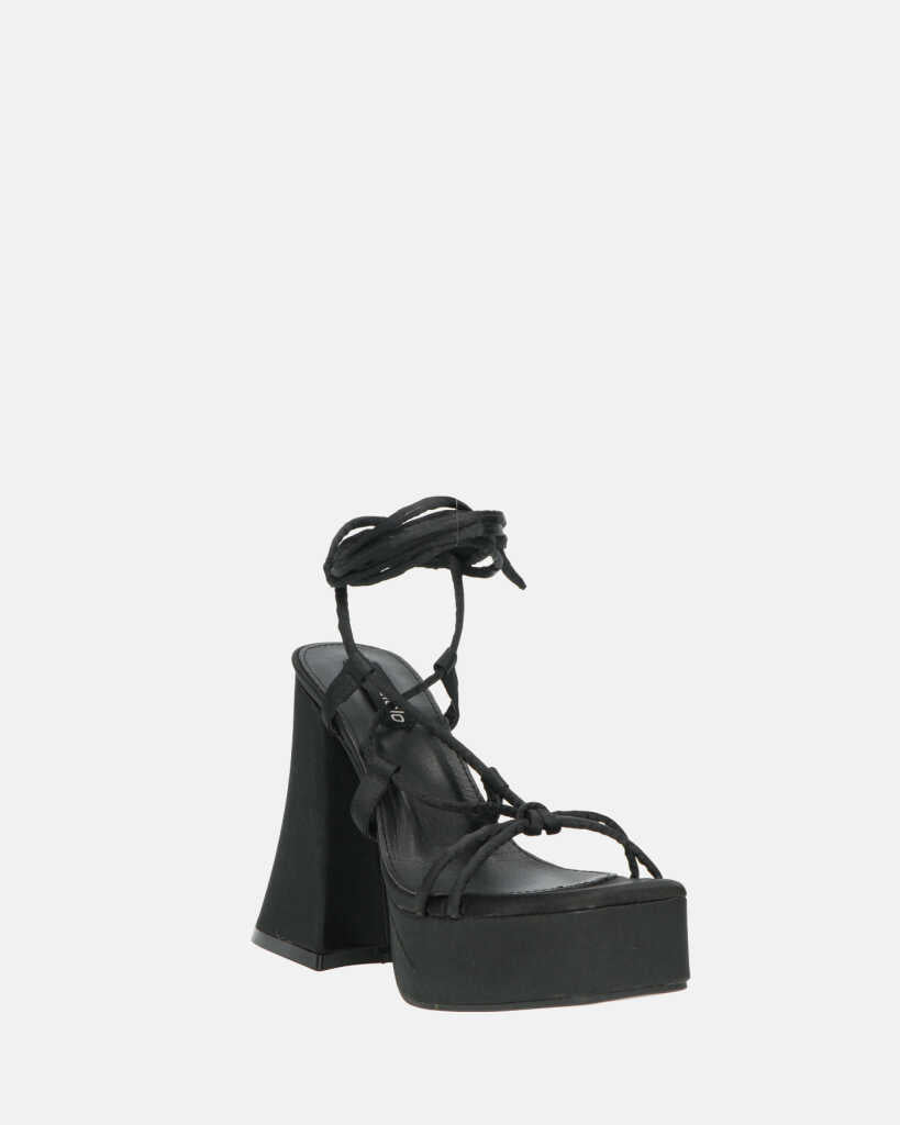 LORINA - sandali con tacco e platform in lycra nero