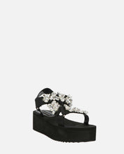 LIZIE - sandalo con plateau in camoscio nero e gemme