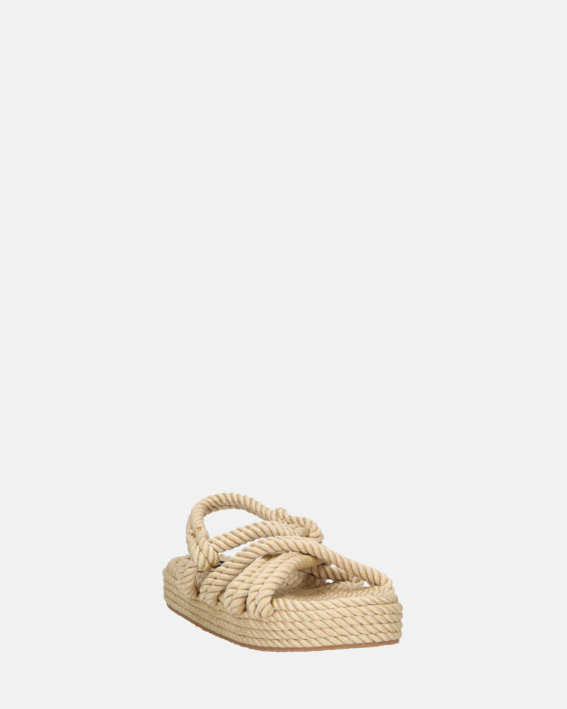 MARIYA - sandales en corde tressée beige