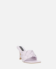 ENRICA - sandale en cuir tressé violet avec talon