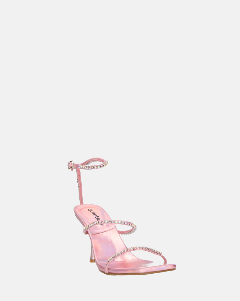 RAHA - sandali in glassy rosa con gemme