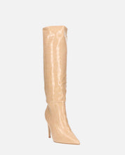 LOLY - stivale con tacco in coccodrillo beige