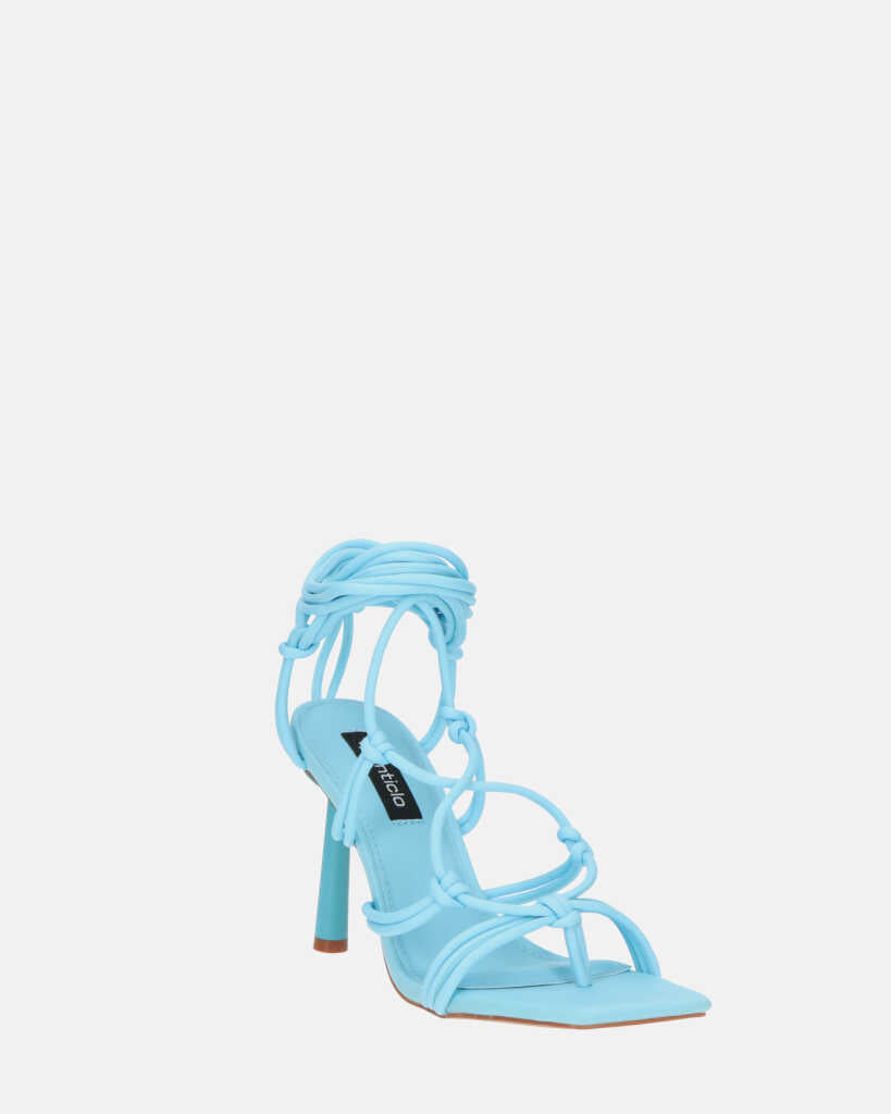 SAMOA - sandali in lycra blu con tacco alto e lacci