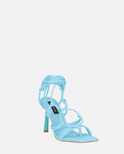 SAMOA - sandali in lycra blu con tacco alto e lacci