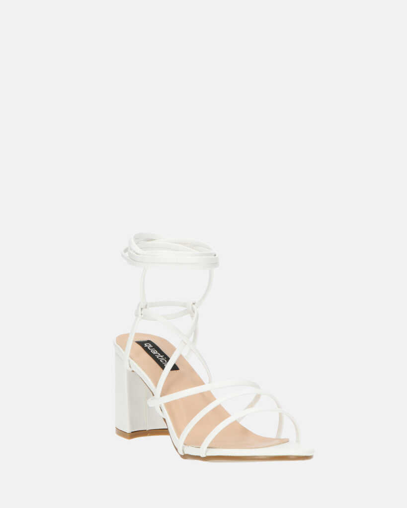 TALIA - sandali con tacco in ecopelle bianca