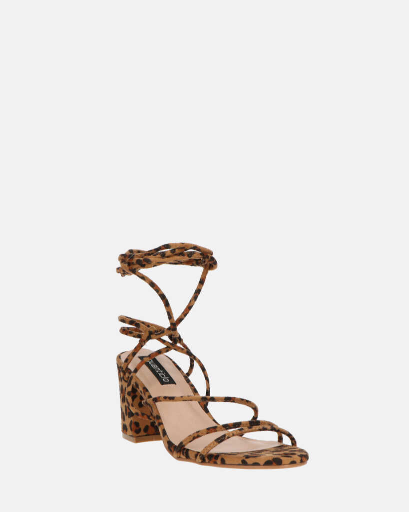 TALIA - sandali con tacco in camoscio leopardato