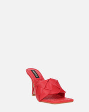 ENRICA - sandalo in pelle rossa intrecciata con tacco