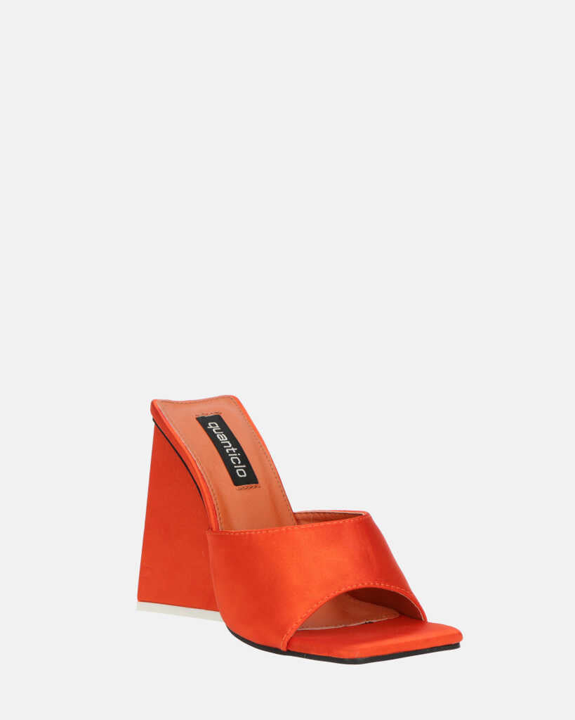 KAMELYA - escarpins talon carré lycra orange