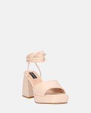 TOMI - sandali beige con lacci e tacco squadrato