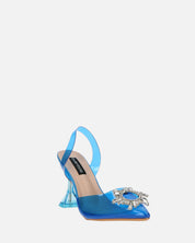 KENAN - scarpe in perspex blu con decorazione di gemme in punta