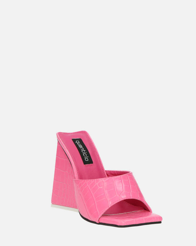 BUKET - sandali con tacco in rosa coccodrillo