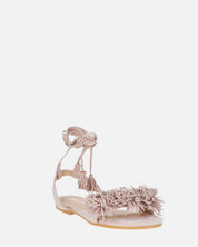 VALERY - sandali in camoscio beige con lacci