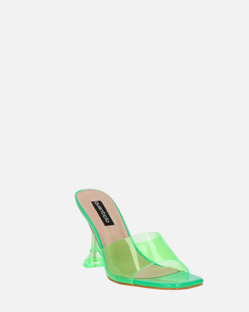 FIAMMA - sandalo con tacco in perspex verde con suola beige