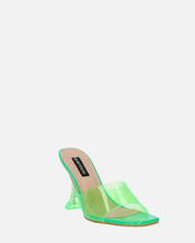 FIAMMA - sandalo con tacco in perspex verde con suola beige
